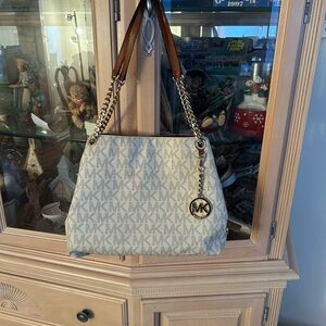 Michael Kors Cream and Tan Shoulder Bag